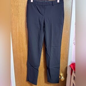 Theory Wool, Black Straight-Leg Pants with functional front pockets